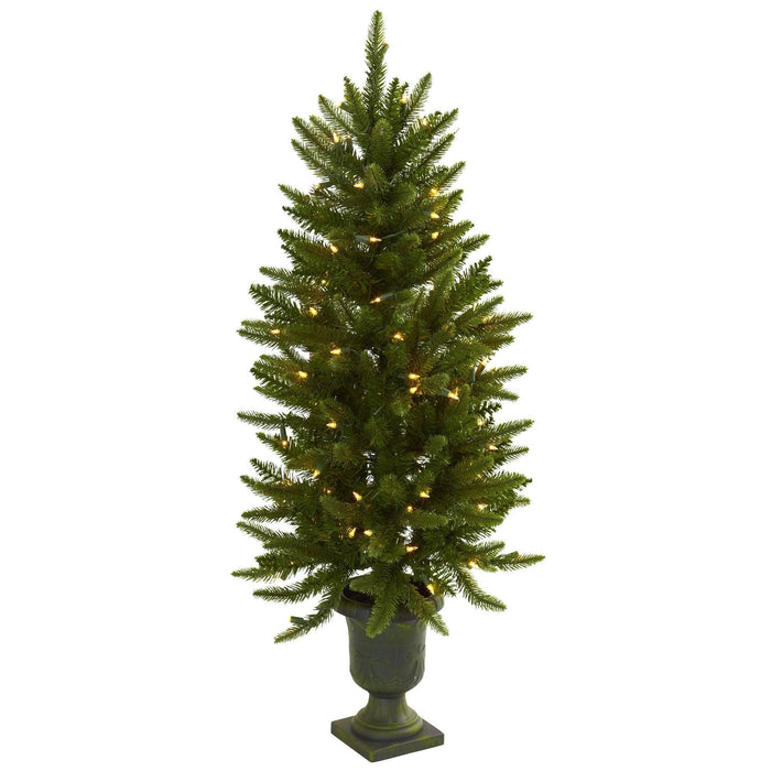 Nearly Natural 4' Christmas Tree w/Urn & Clear Lights
