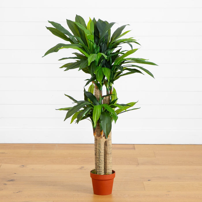 Nearly Natural 4' Corn Stalk Dracaena Silk Plant (Real Touch)