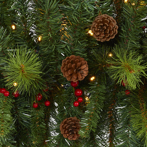 6' Artificial Christmas Swag with 50 LED Lights, Berries and Pine Cones