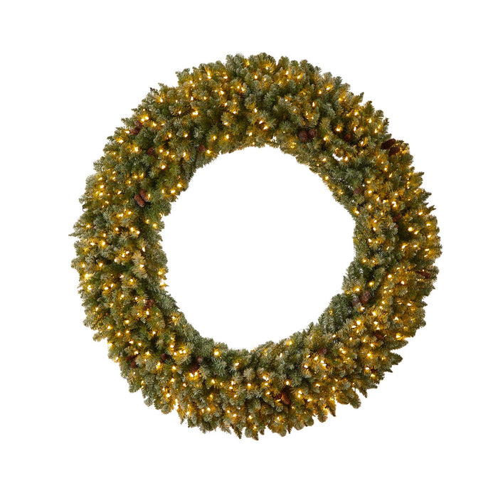 Nearly Natural 6’ Giant Flocked Christmas Wreath with Pinecones