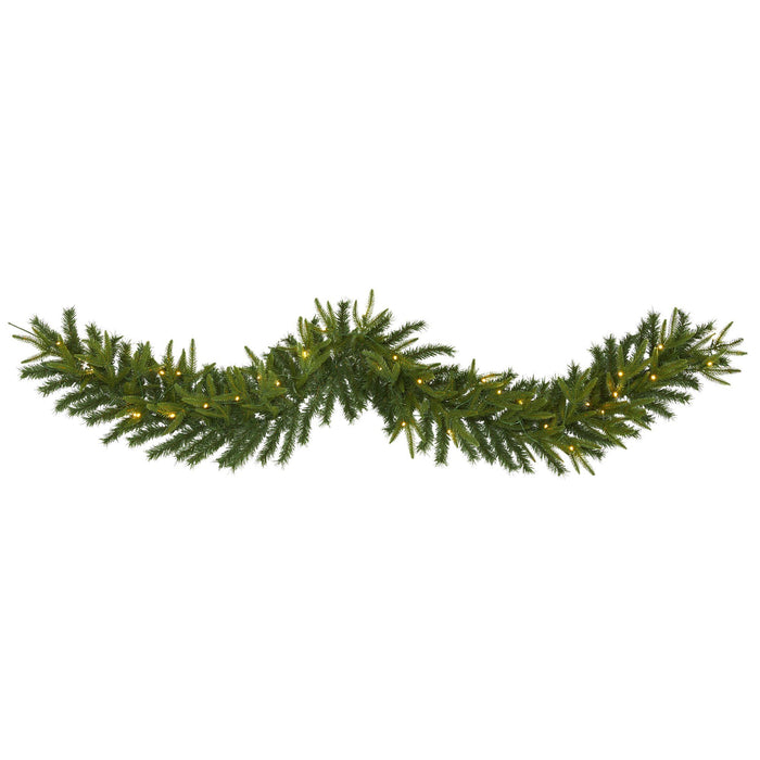 Nearly Natural 6’ Green Pine Artificial Christmas Garland with 35 Clear LED Lights