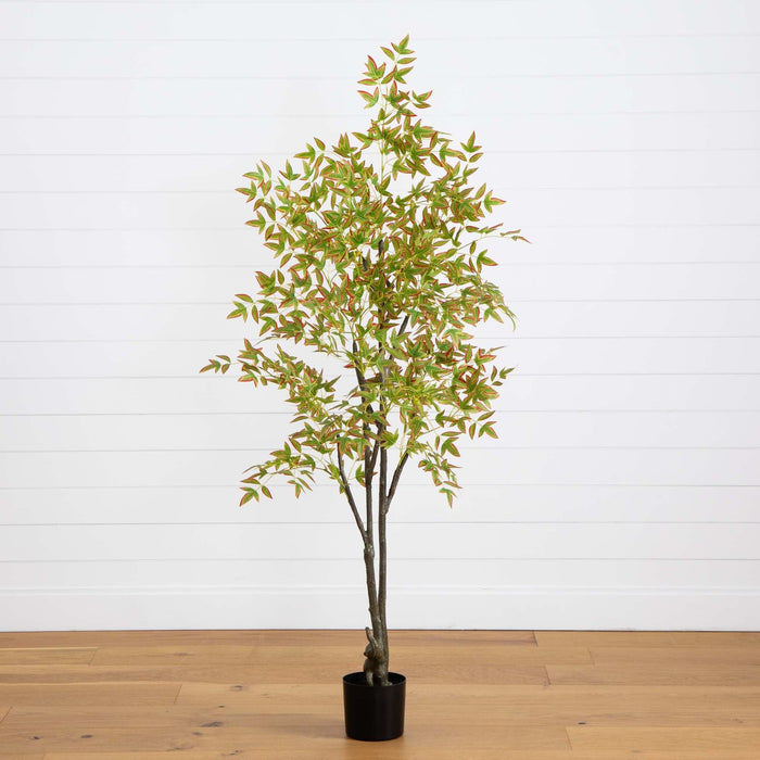 Nearly Natural 6' Autumn Nandina Artificial Fall Tree