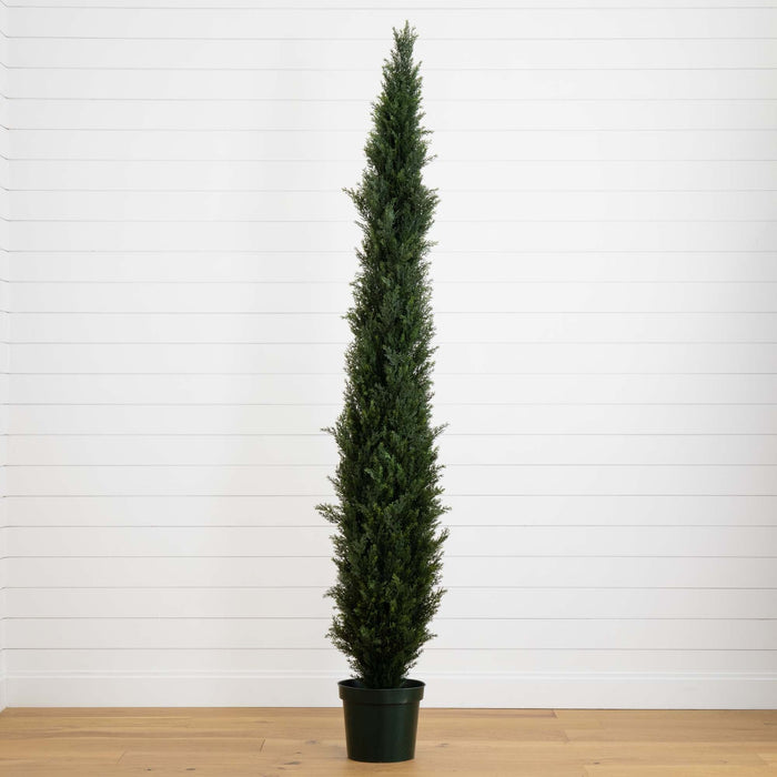 Nearly Natural 8' Mini Cedar Pine Tree w/4249 tips in 12” Pot (Two Tone Green)