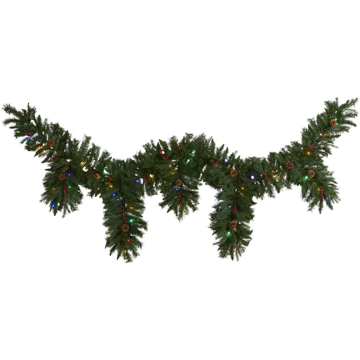 Nearly Natural 9' x 12” Hanging Icicle Artificial Christmas Garland with 50 Multicolored LED Lights