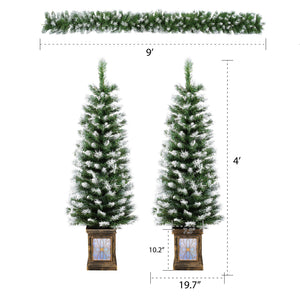 Artificial Christmas 3 Piece Set Wreath And 2 Entrance Trees With LED Lights - view 4