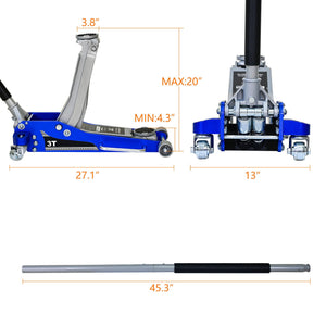 ARTMAN Hydraulic Trolley Floor Jack with 3-Ton Capacity - view 3