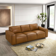 Ashcroft Furniture Genuine Tan Leather Sofa with Solid Wood Frame - view 2