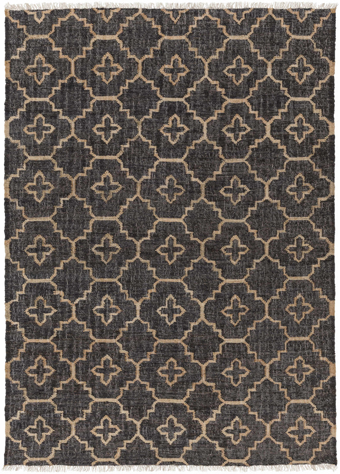 Boutique Rugs Astoria Black&Tan Trellis Fringed Jute Carpet