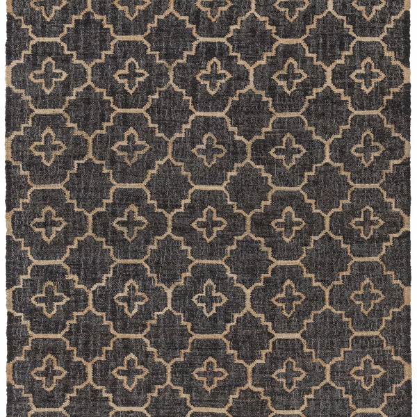 Astoria Black&Tan Trellis Fringed Jute Carpet - Clearance