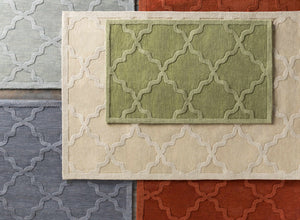 Rialto Olive Green Embossed Wool Rug - Clearance