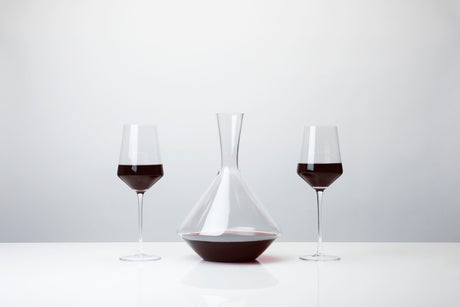 Raye Angled Crystal Bordeaux Decanter & Wine Glass Set