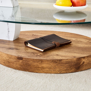 Contemporary Artistic Double Layer Coffee Table, Tempered Glass Top