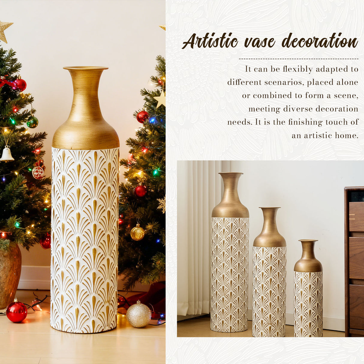 Decorative Metal Vases, Set of 3