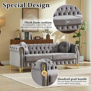 82-Inch Velvet Chesterfield Sofa