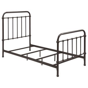 Twin Panel Bed With Ornate Design - Bronze