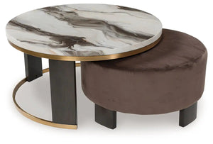 Jazmore - Nesting Cocktail Tables (Set of 2) - Brown / Brass Finish - Best Buy Furniture