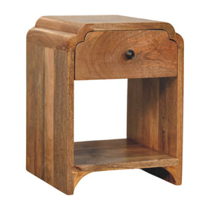 Newton Mini Oak-ish Nightstand with a Drawer and Open Shelf