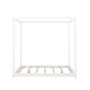 Wood Canopy Platform Bed With Support Legs And Airflow Slats
