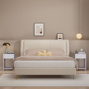 Nightstand With Drawer And Open Shelf, Scalloped Edge Bedside Table