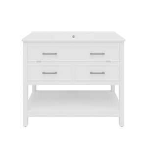 Bathroom Vanity With Ceramic Sink, Tip Out Tray & 2 Full Extension Drawers