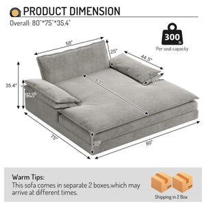 Modern Oversized Double Chaise Lounge Chair