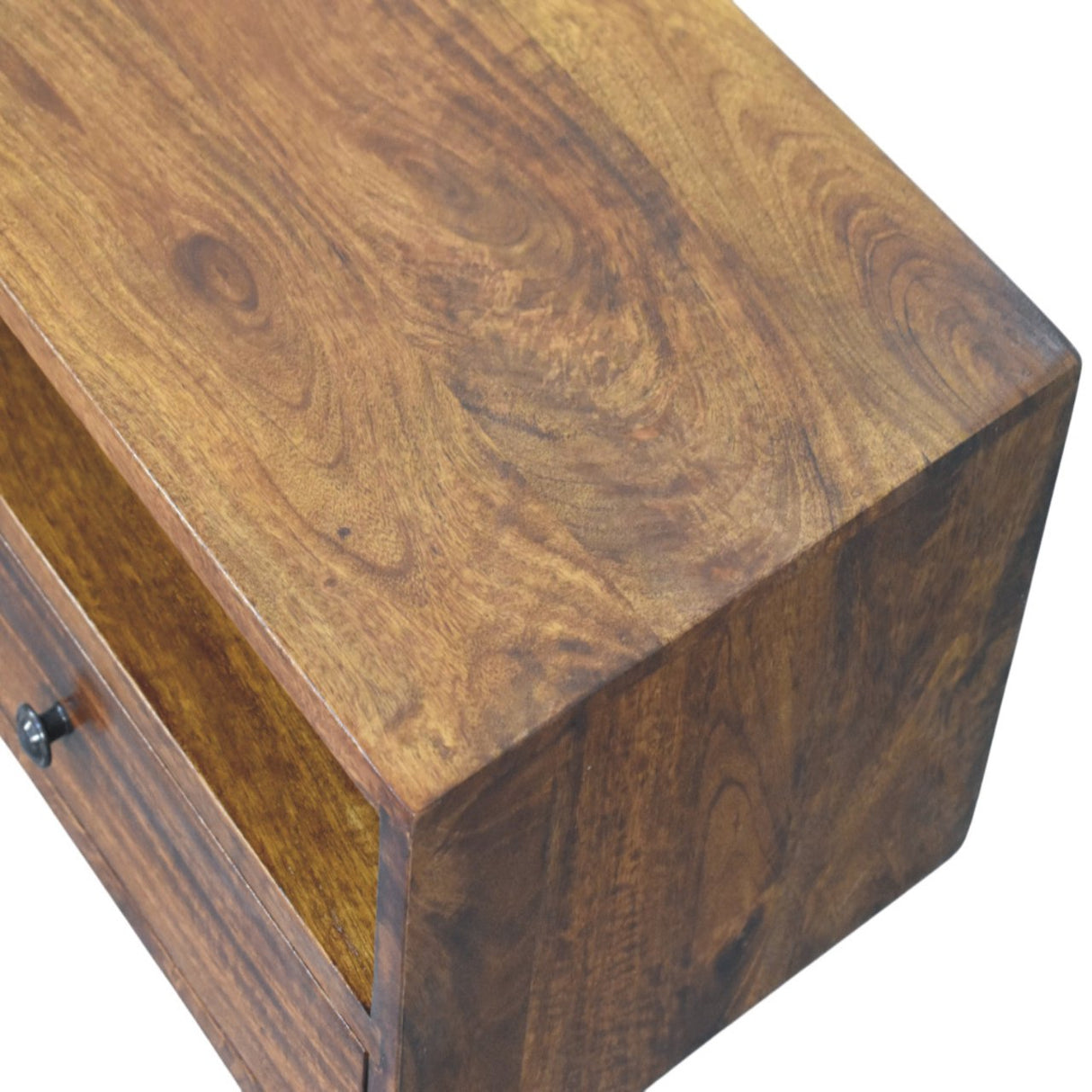 Solid Wood Lunar Wall-Mounted Media Unit, 2-Drawers, Chestnut