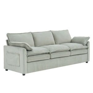 Modern 3 Seater Sofa With Side Storage Pockets For Living Room