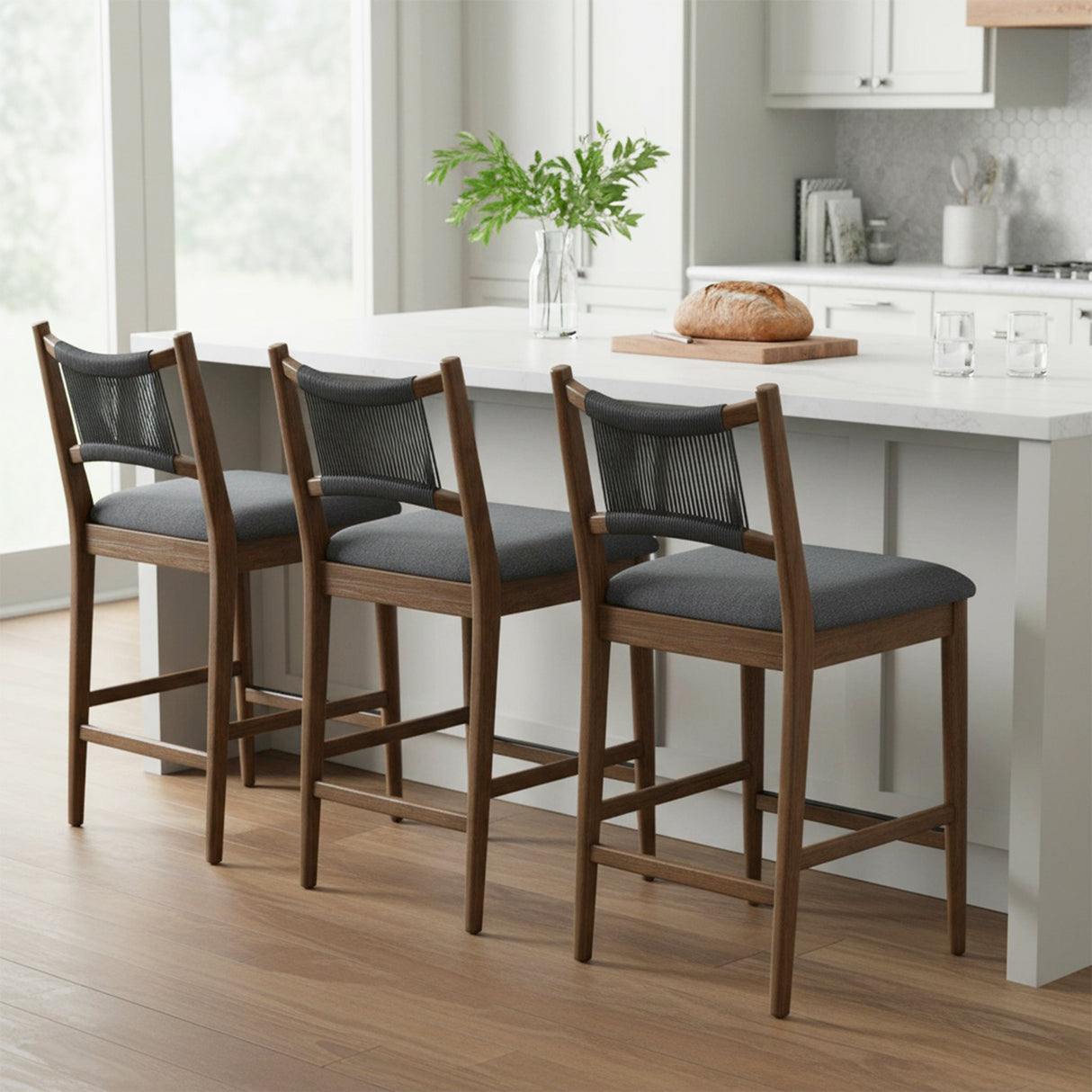 Arno Indoor Upholstered Wooden Counter Stool