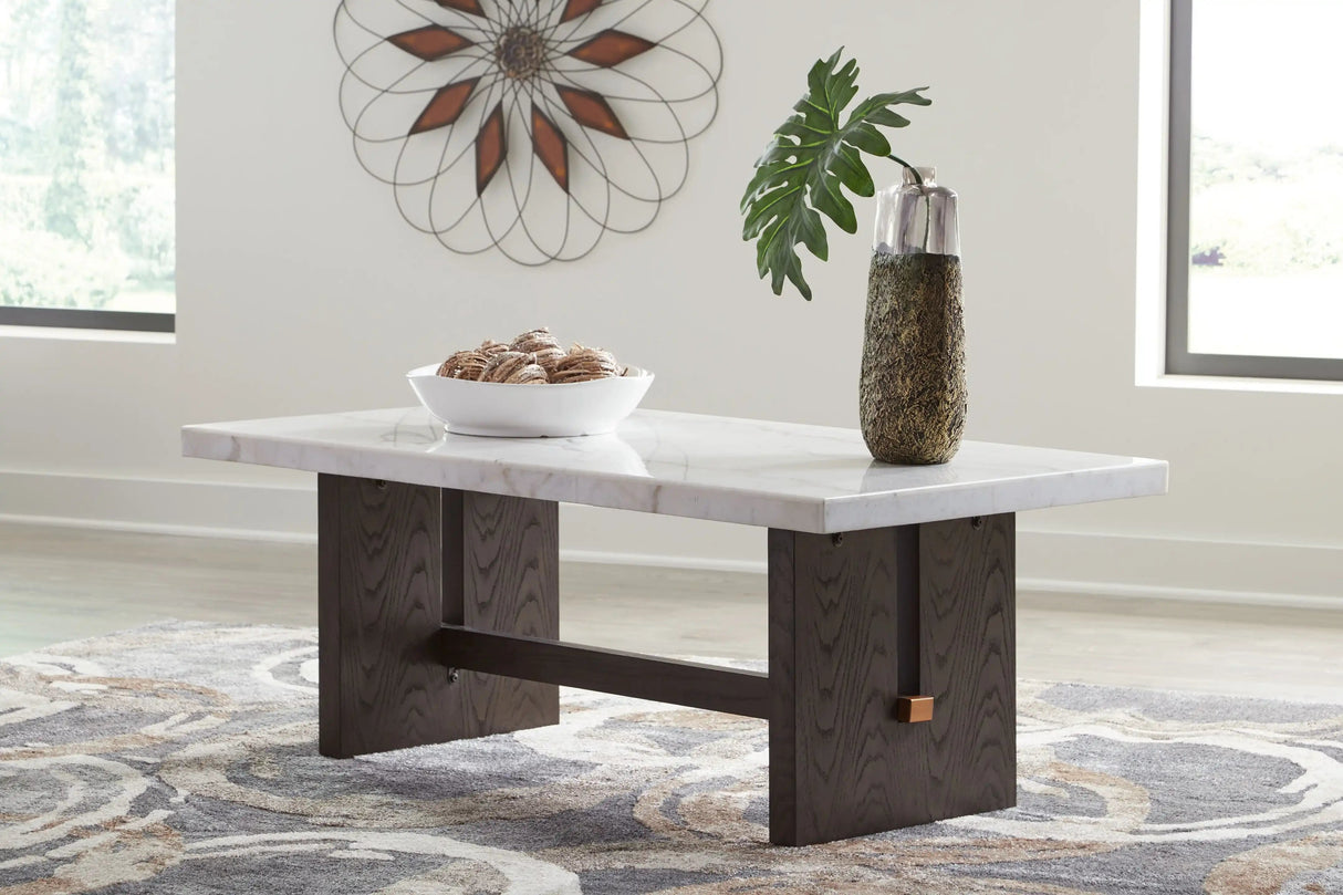 Burkhaus - Rectangular Cocktail Table - White / Dark Brown - Best Buy Furniture