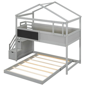 House Style Bunk Bed With Storage Staircase And board