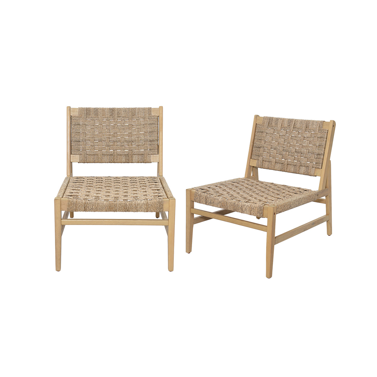 Noreen Club Chair: Acacia Wood and Wicker Woven
