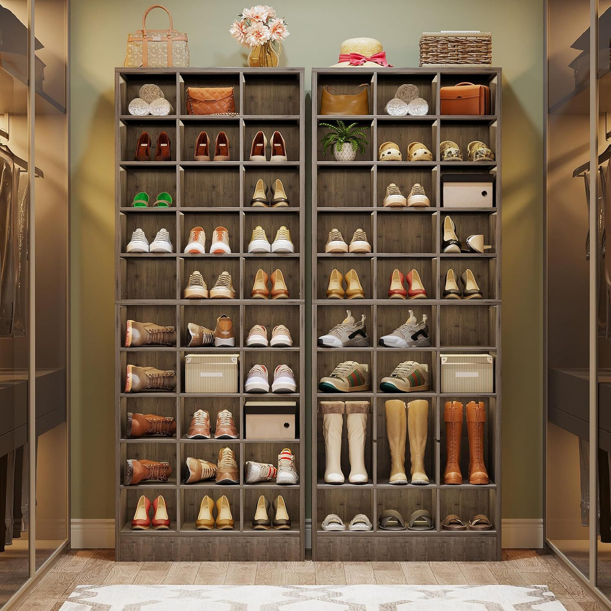 10 Tier Shoe Storage Cabinet With 30 Cubbies