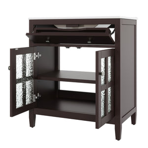Bathroom Vanity With Ceramic Sink, Adjustable Shelf & Tip Out Tray