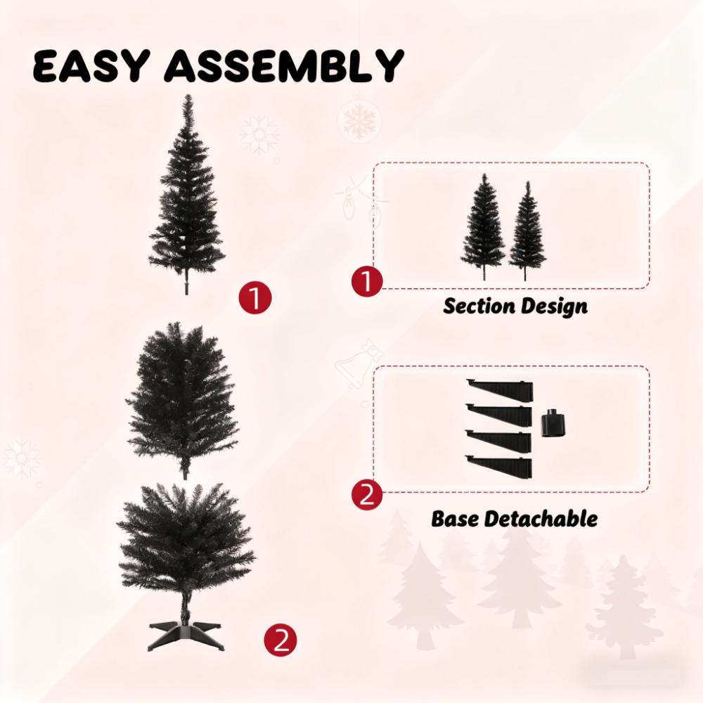 Slim Xmas Tree with Realistic Branch Tips and Plastic Stand
