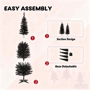 Slim Xmas Tree with Realistic Branch Tips and Plastic Stand