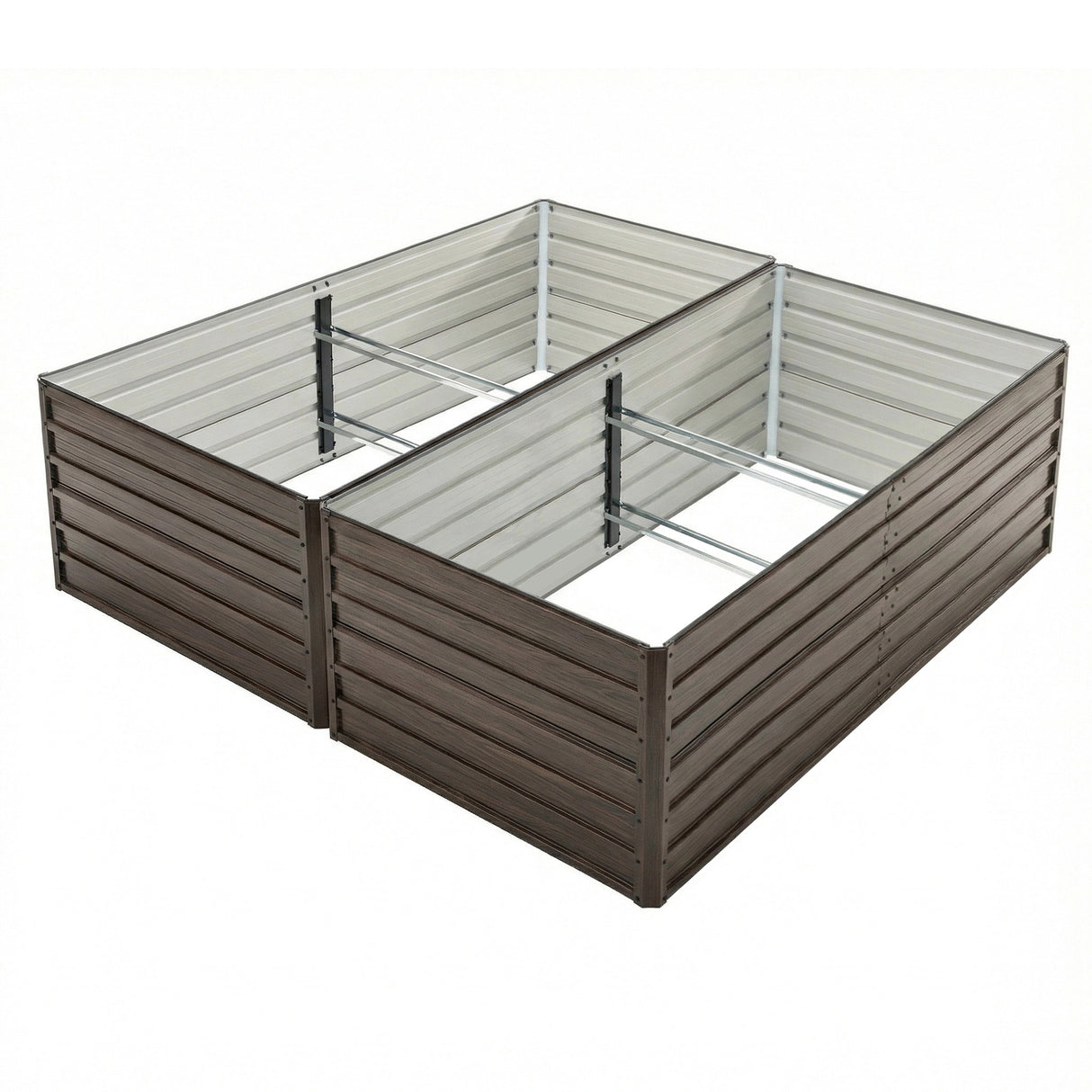 8x4x2 FT Woodgrain Galvanized Raised Garden Bed Set