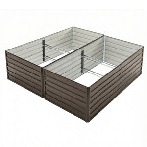 8x4x2 FT Woodgrain Galvanized Raised Garden Bed Set