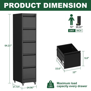 Drawer Metal Locking Vertical File Cabinet With Wheels Heavy Duty Lockable Storage