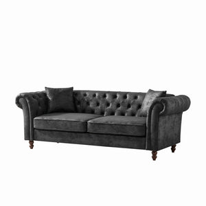 Chesterfield 3 And 3 Seater Sofa Set High Tech Fabric Roll Armrest Upholstered Couch