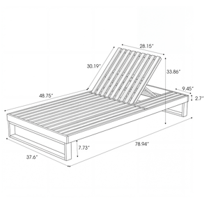Acacia Wood Chaise Lounge Teak Finish with Adjustable Recliner