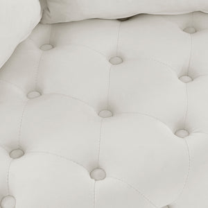 Modern Upholstered Swivel Chair With Button Tufted Design And Movable Wheels