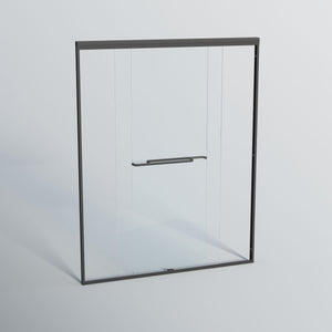 Double Sliding Shower Door, Semi-Frameless Bypass Bathroom Sliding Door With 1/4" (6 Mm) Tempered Glass For Walk-In Shower