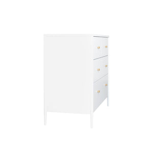 4 Drawer Kids Dresser With Antique Brass Pulls - White