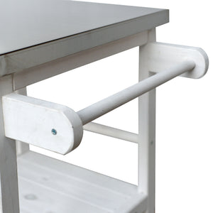 Outdoor Kitchen Island Prep Station With Lockable Wheels, Ample Storage, Towel & Spice Racks