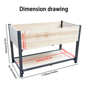 Solid Wood & Iron Frame Raised Garden Bed