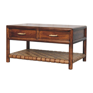 Regency Woven Console Table with 4 Drawers, Open Slot