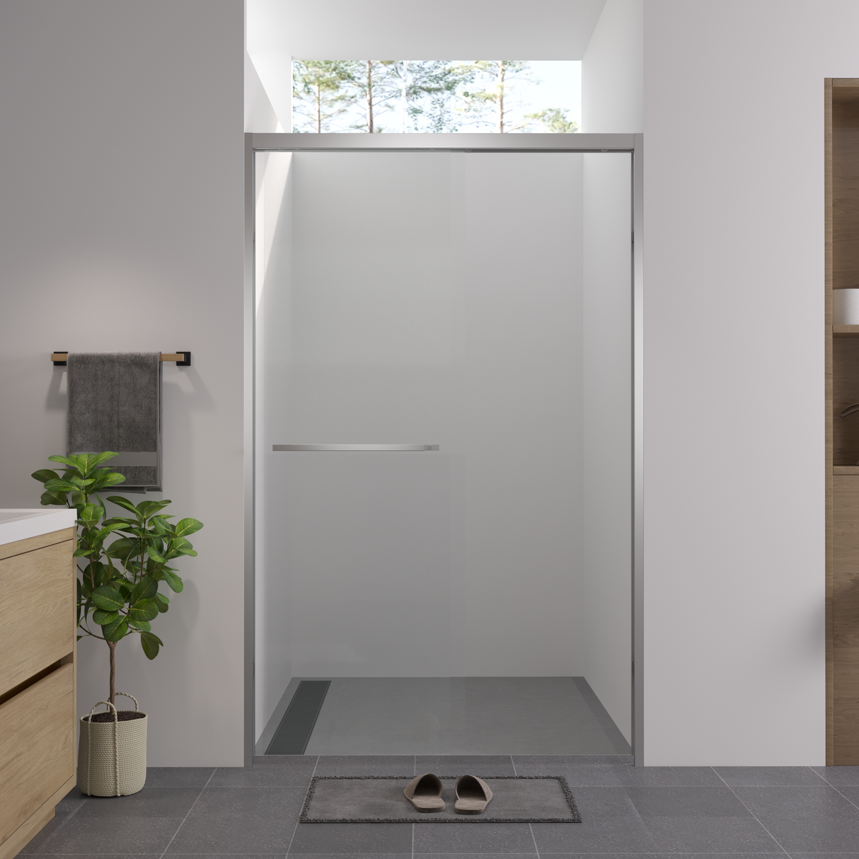 Premium Aluminum Frame Double Sliding Shower Door