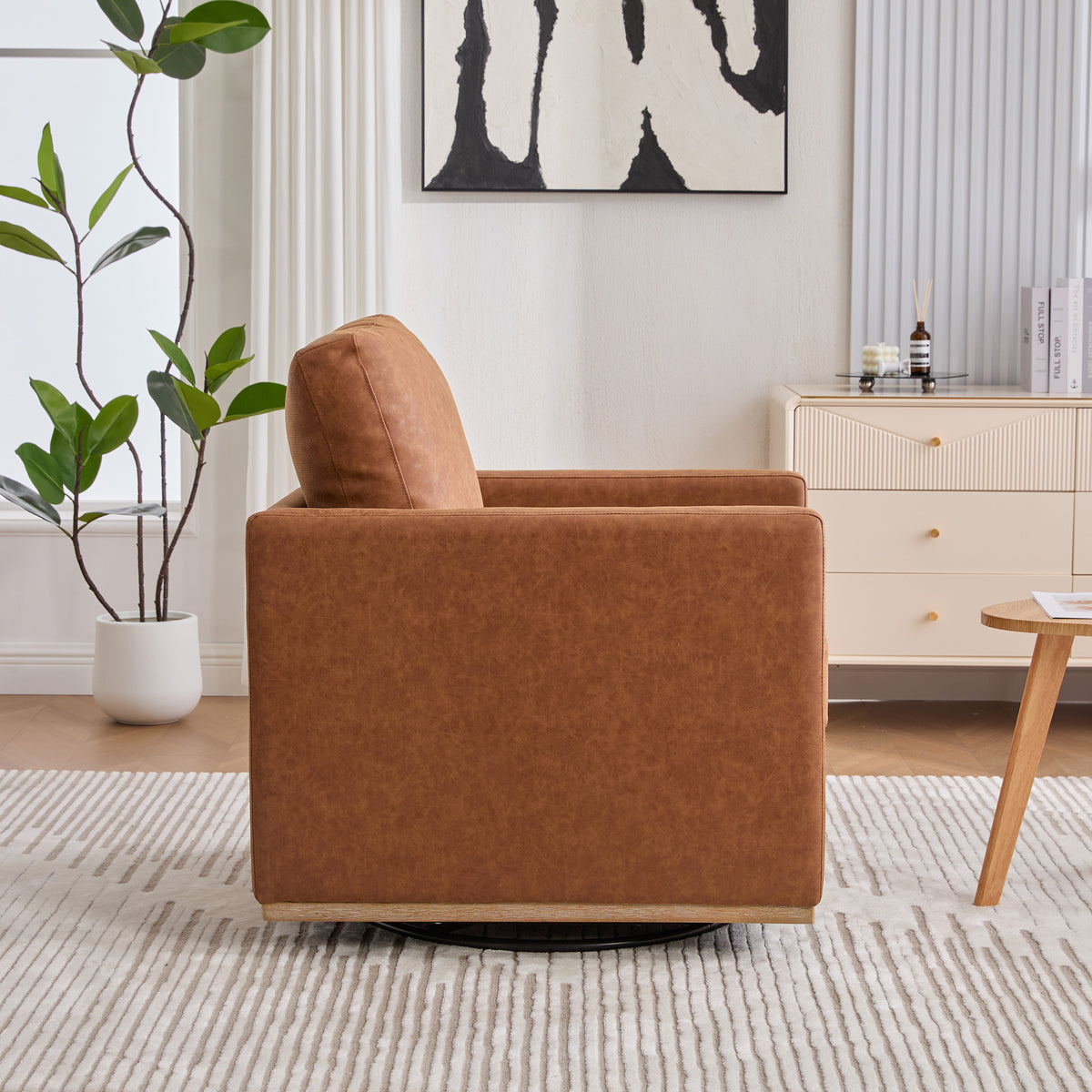 30.7"W Upholstered Square Swivel Accent Chair