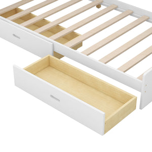 Platform Bed With Storage Headboard, Shelves And 2 Drawers