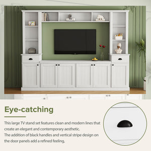 Minimalist Entertainment Wall Unit Set With Bridge For TVs Up To 75"
